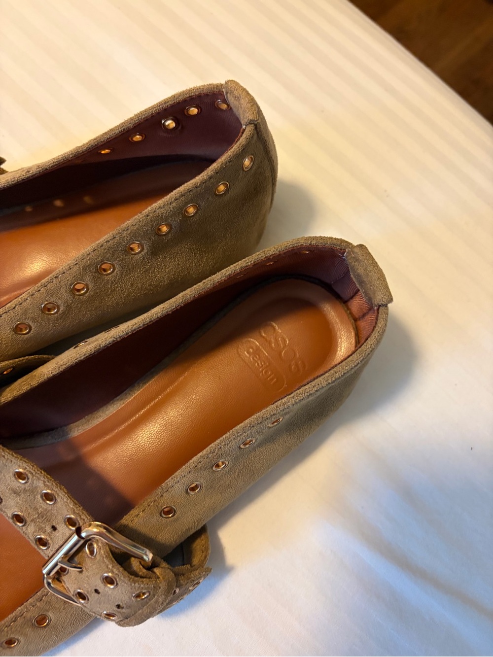 ASOS Design Taupe Suede Mary Jane Flats with Buckle - Picture 2 of 4